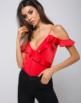 Reilly Cold Shoulder Bodice in Red