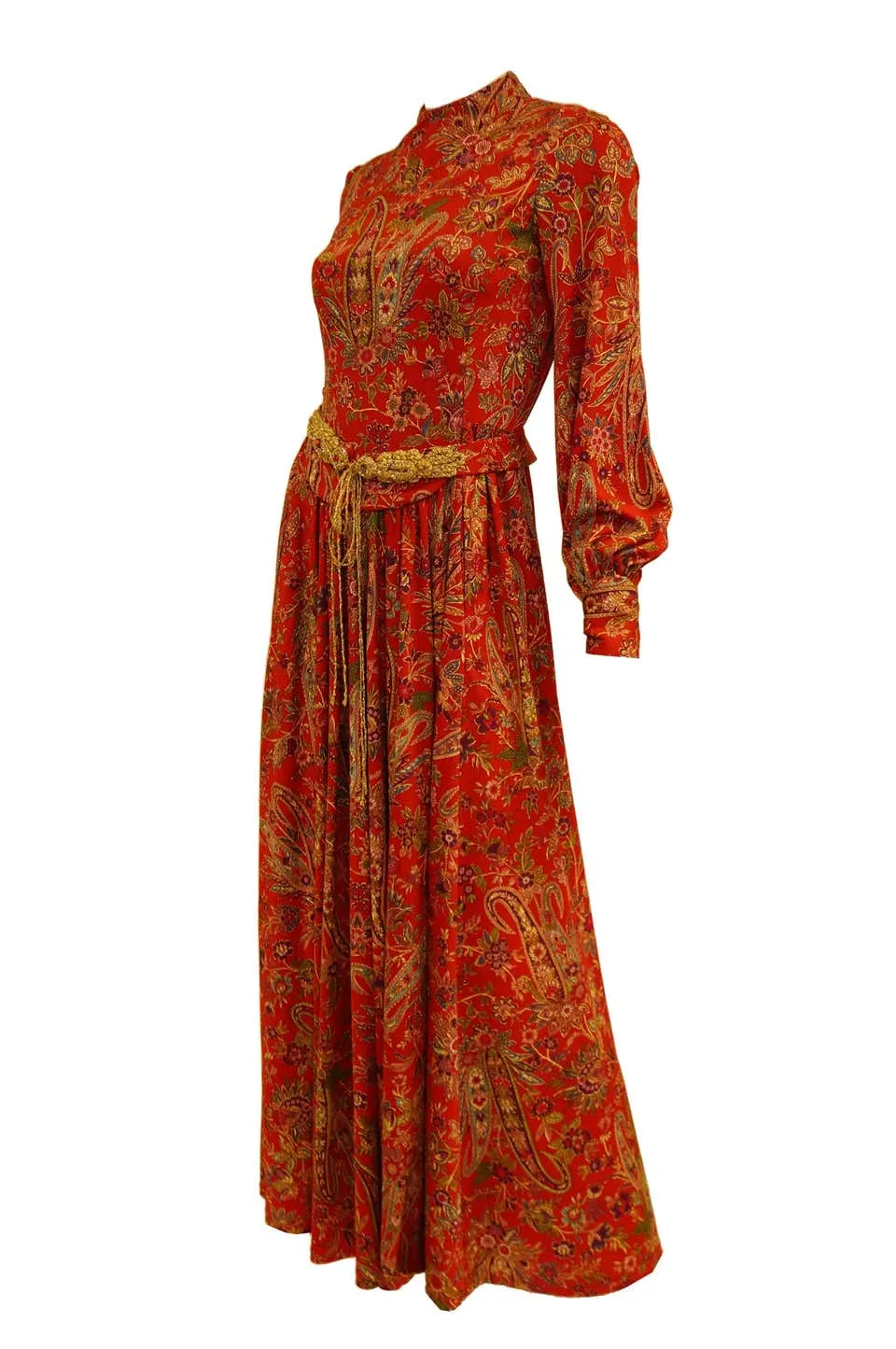 1970s Shannon Rodgers for Jerry Silverman Red Aesthetic Maxi Dress