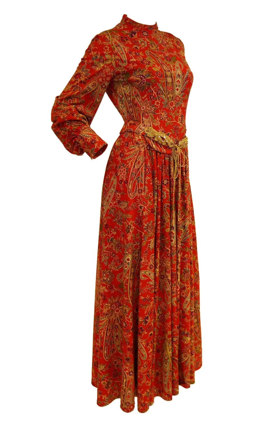 1970s Shannon Rodgers for Jerry Silverman Red Aesthetic Maxi Dress