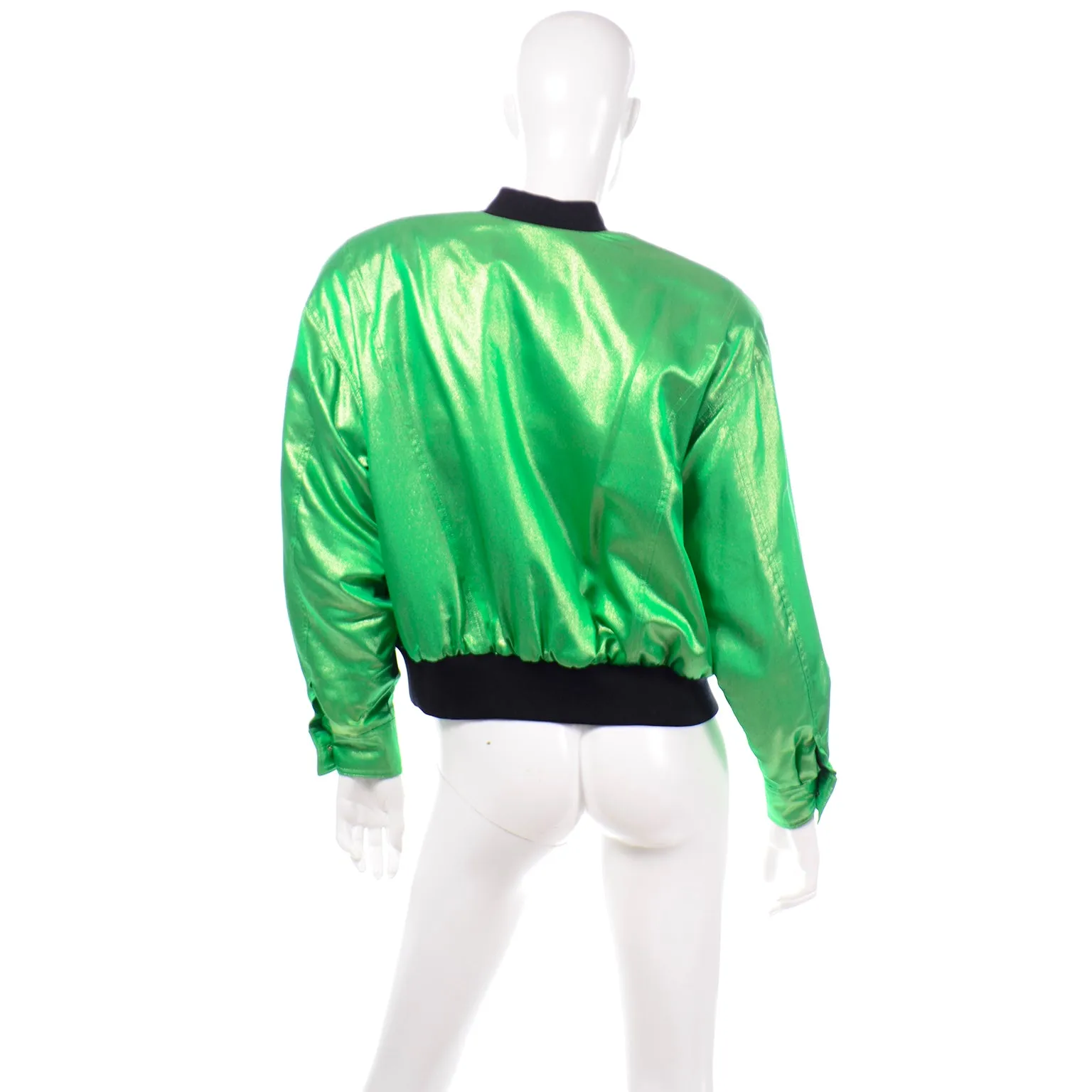 1980s Vintage Escada by Margaretha Ley Green Silk Bomber Jacket