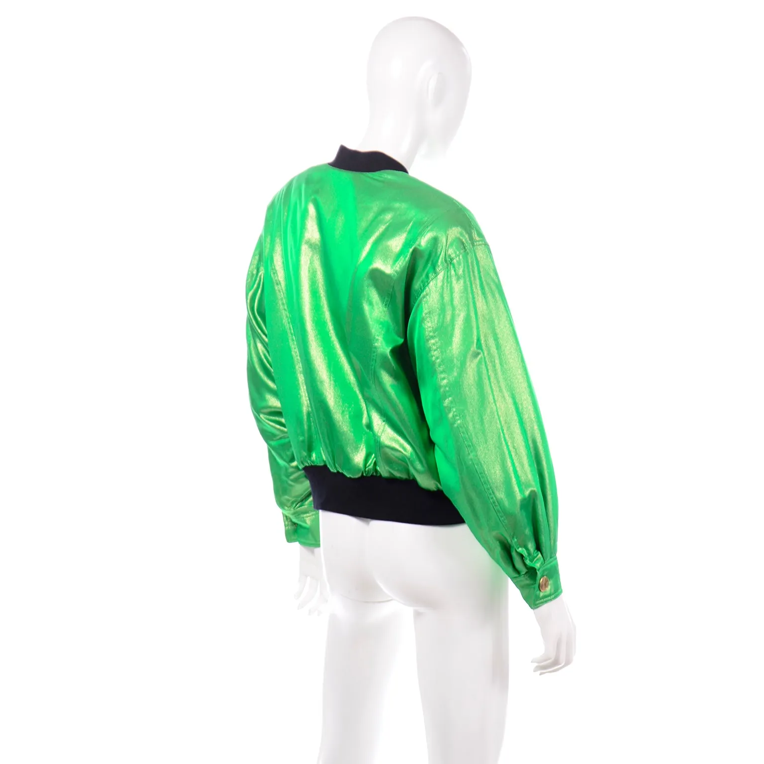 1980s Vintage Escada by Margaretha Ley Green Silk Bomber Jacket