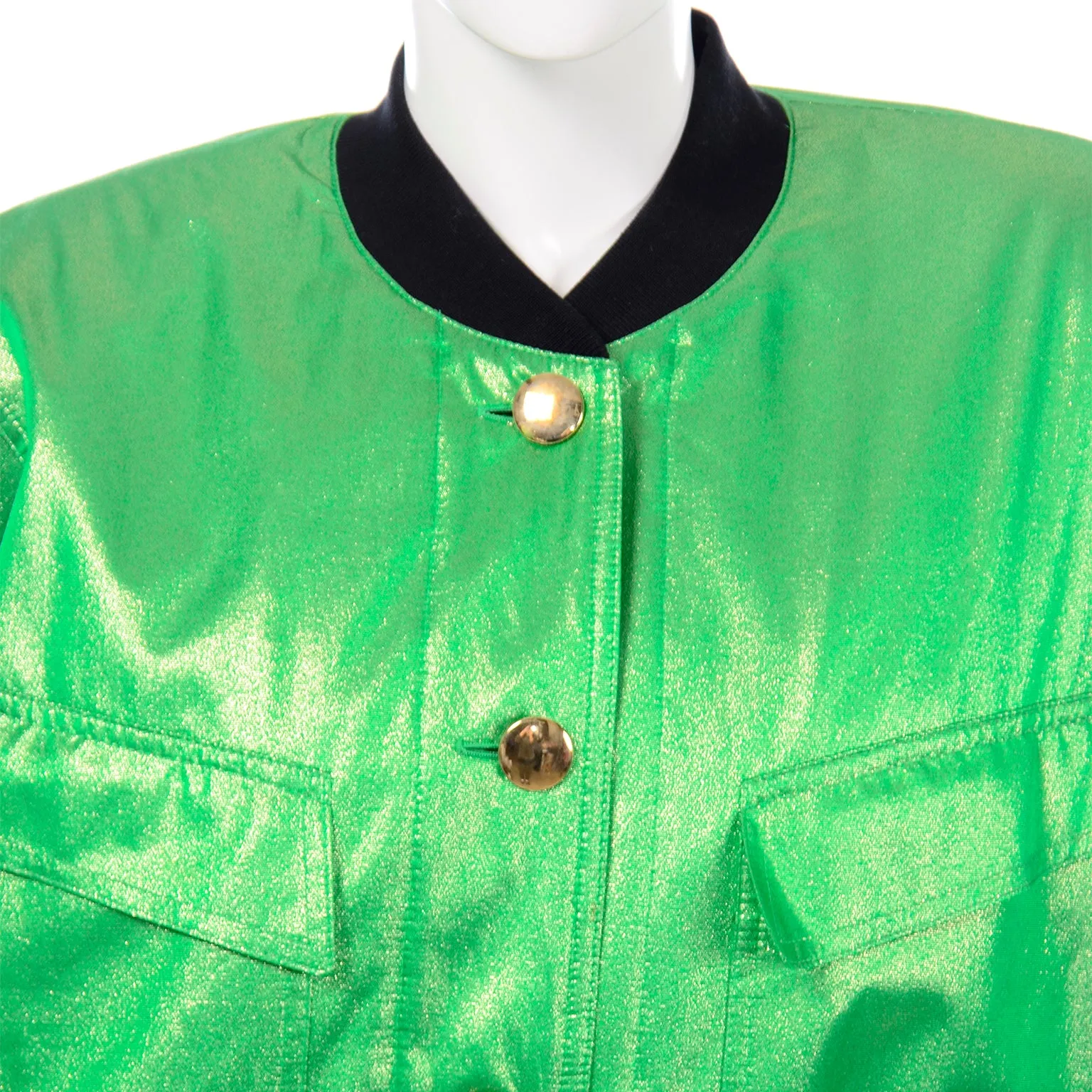 1980s Vintage Escada by Margaretha Ley Green Silk Bomber Jacket