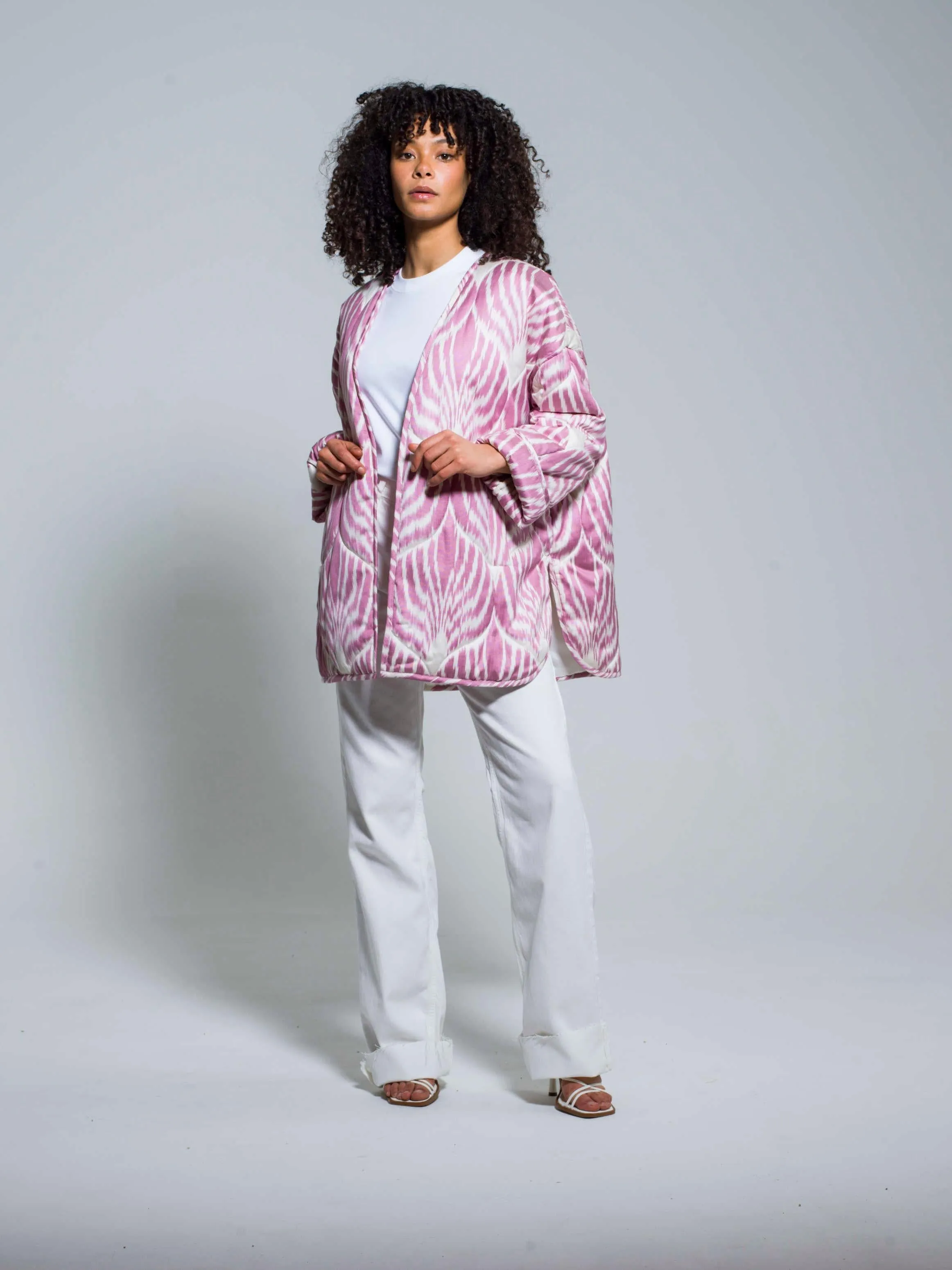 85% Silk 15% Cotton Lightweight Quilted Jacket "Imperial Lily"