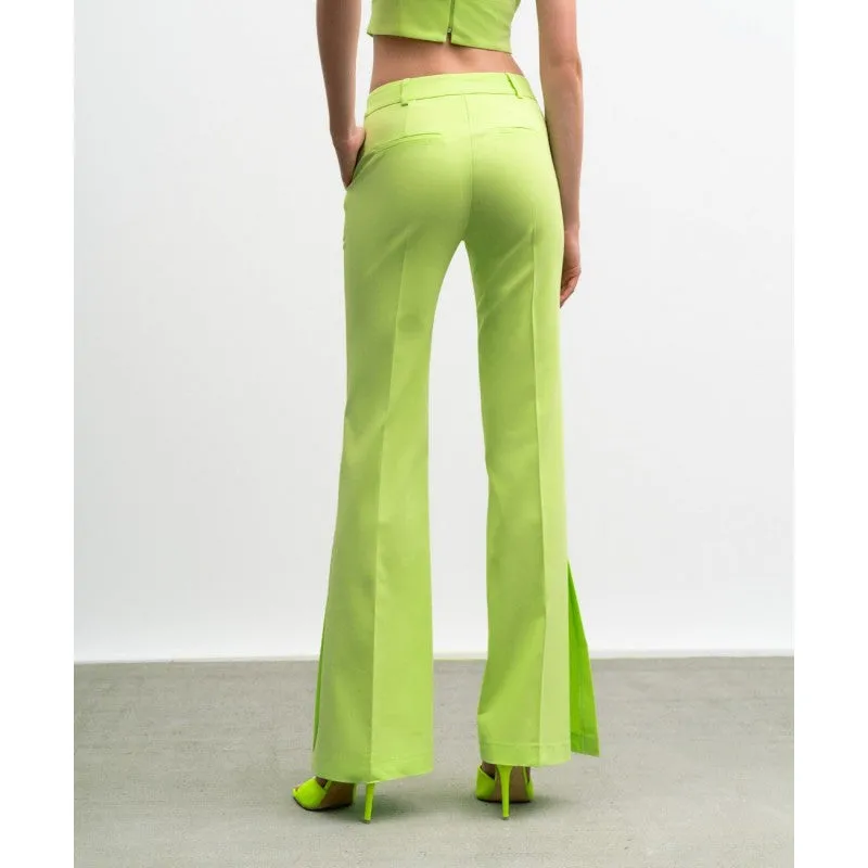 Access Lime Green Slit Hem Flared Pants