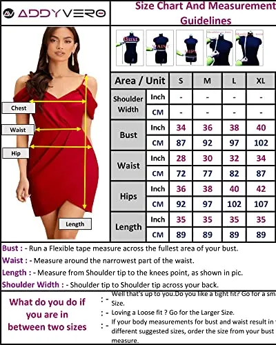 ADDYVERO V-Neck Sleeveless Cotton Blend Solid Bodycon Knee-Length Women Dress (Red, M)