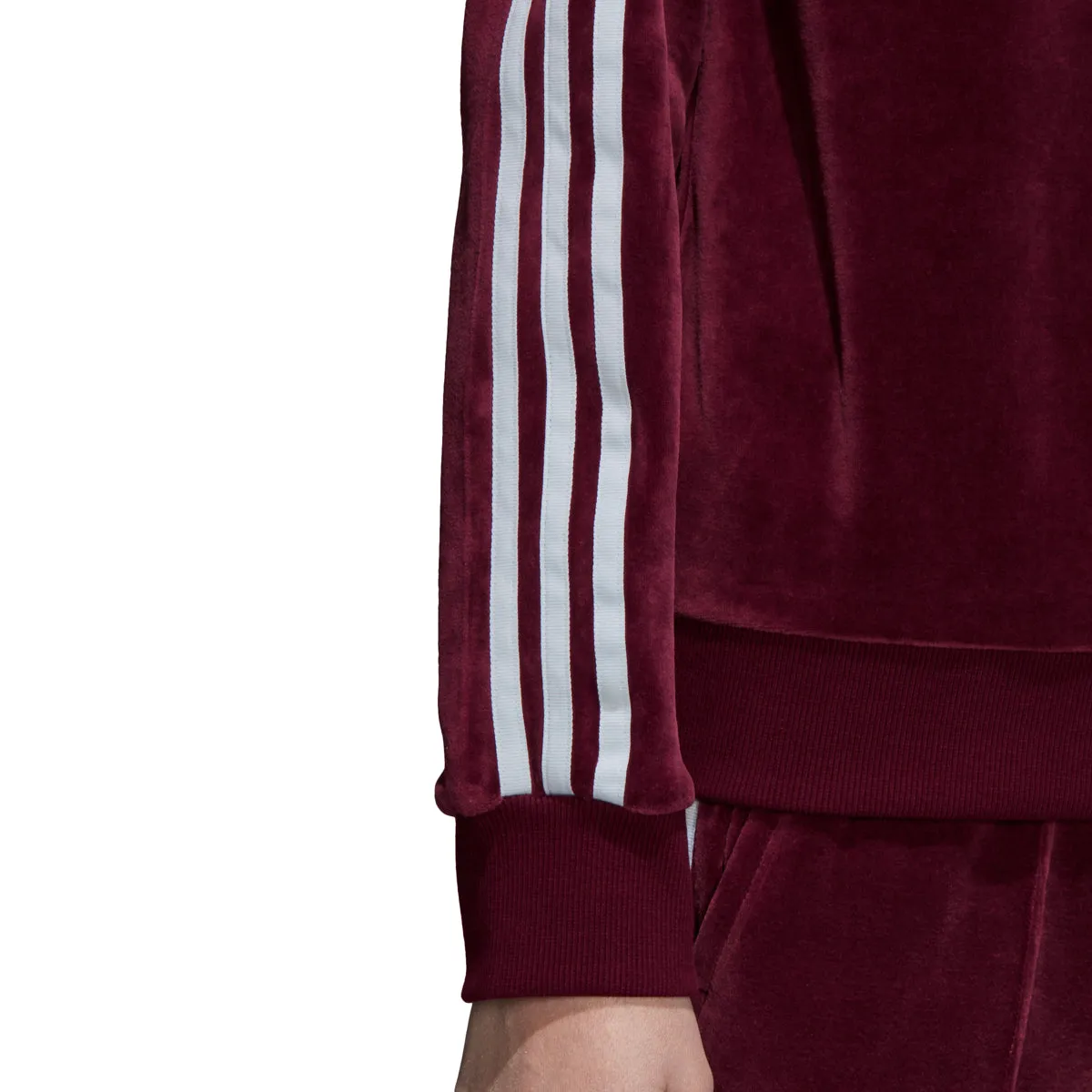 Adidas Originals Trefoil Women's Velour Sweat Shirt Maroon/White