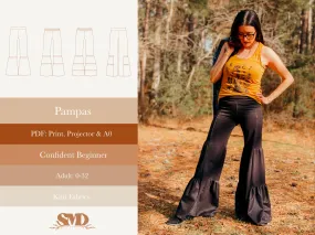 Adult Pampas Palazzo Pants Digital Sewing Pattern Sizes 0-32