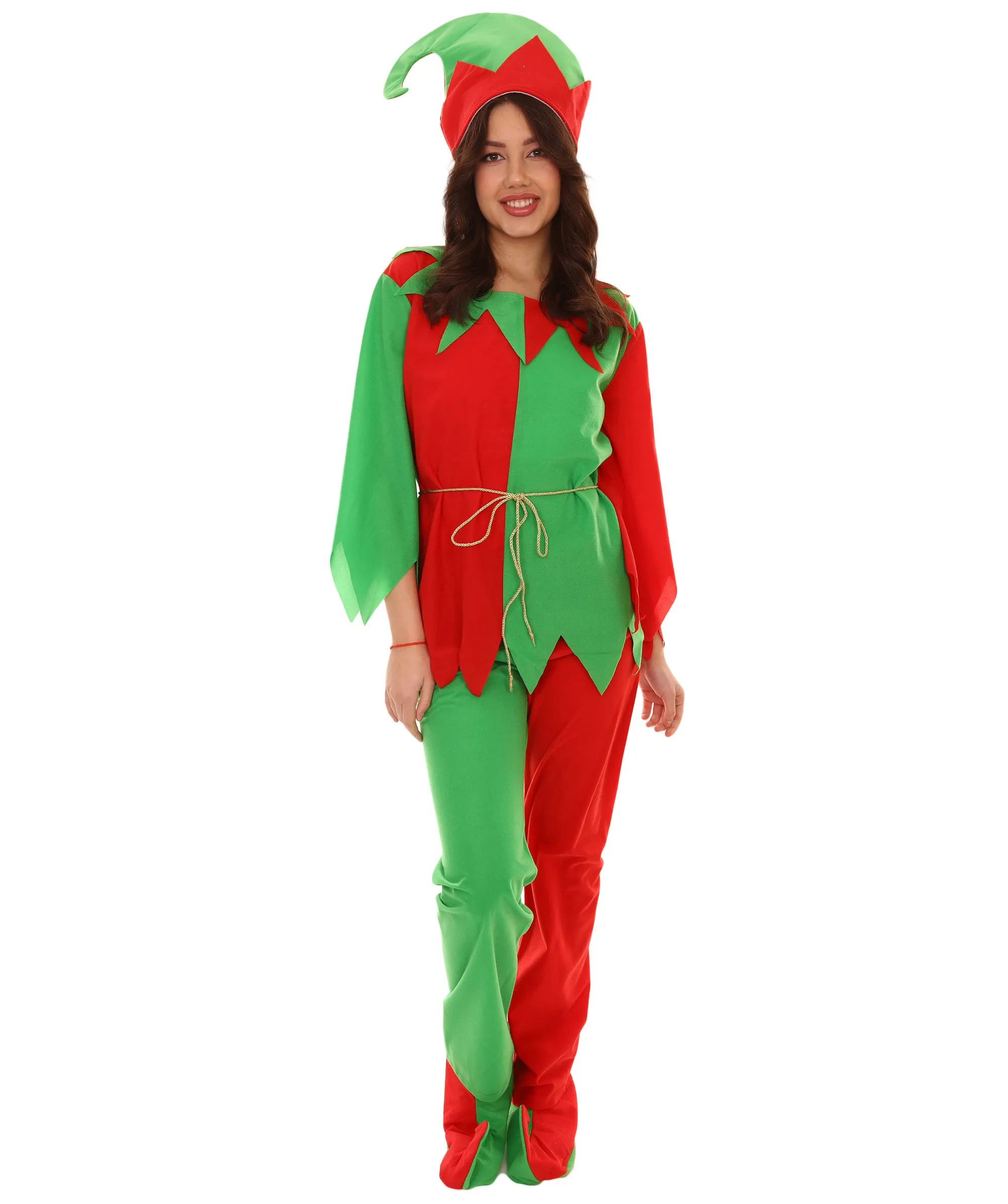 Adult Women Ladies' Santa's helper Xmas Costume | Red and Green Halloween Costumes