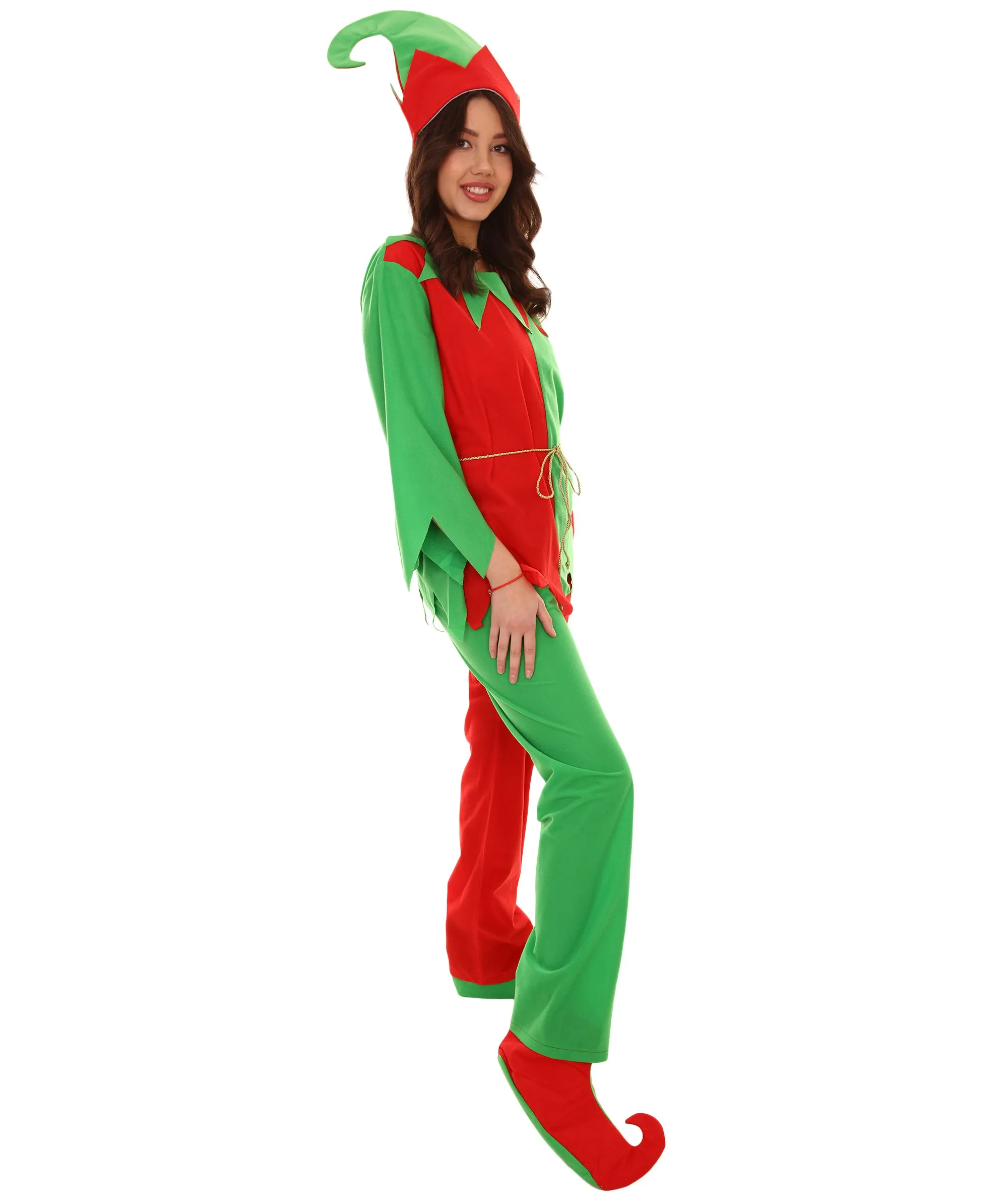 Adult Women Ladies' Santa's helper Xmas Costume | Red and Green Halloween Costumes