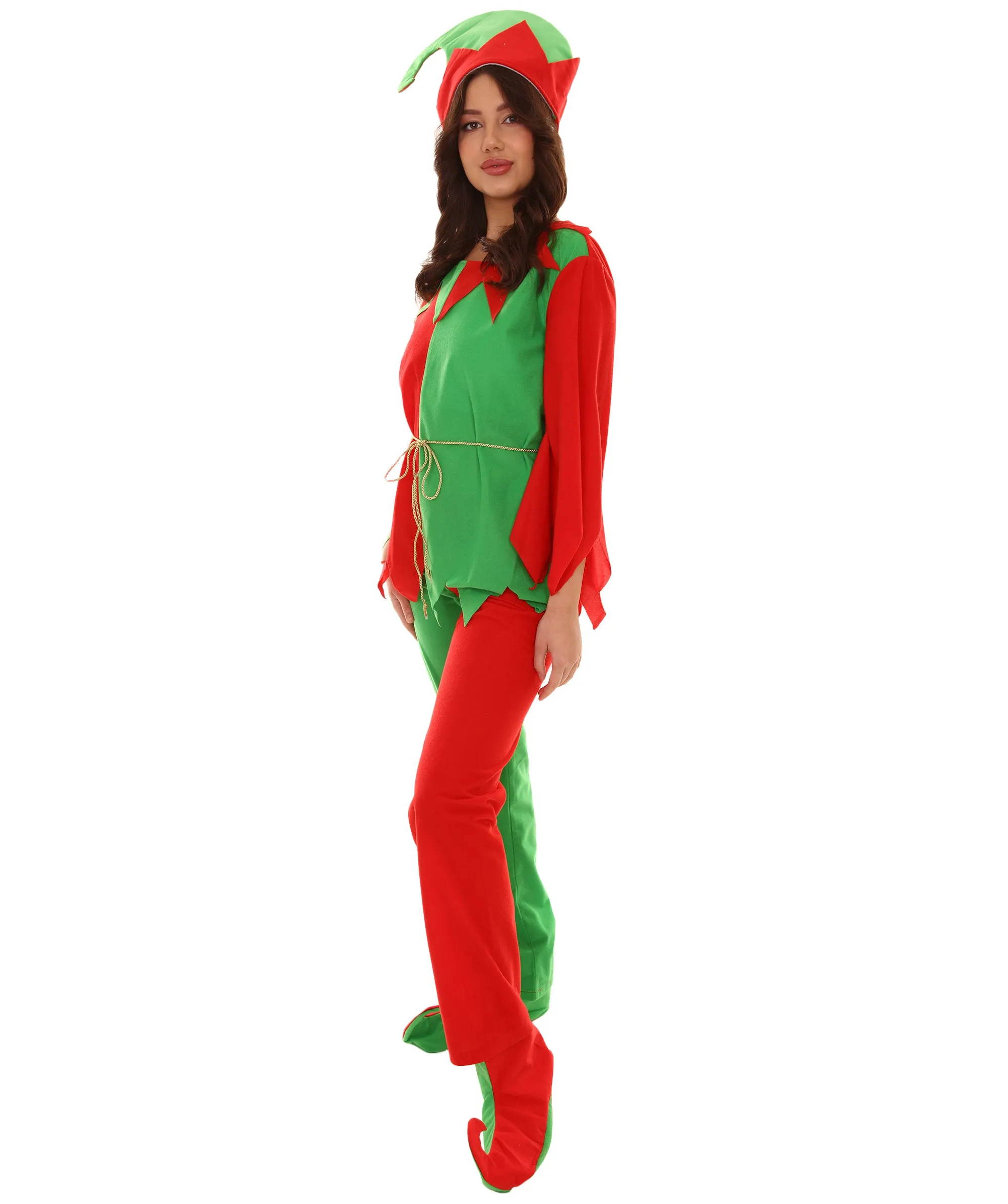 Adult Women Ladies' Santa's helper Xmas Costume | Red and Green Halloween Costumes