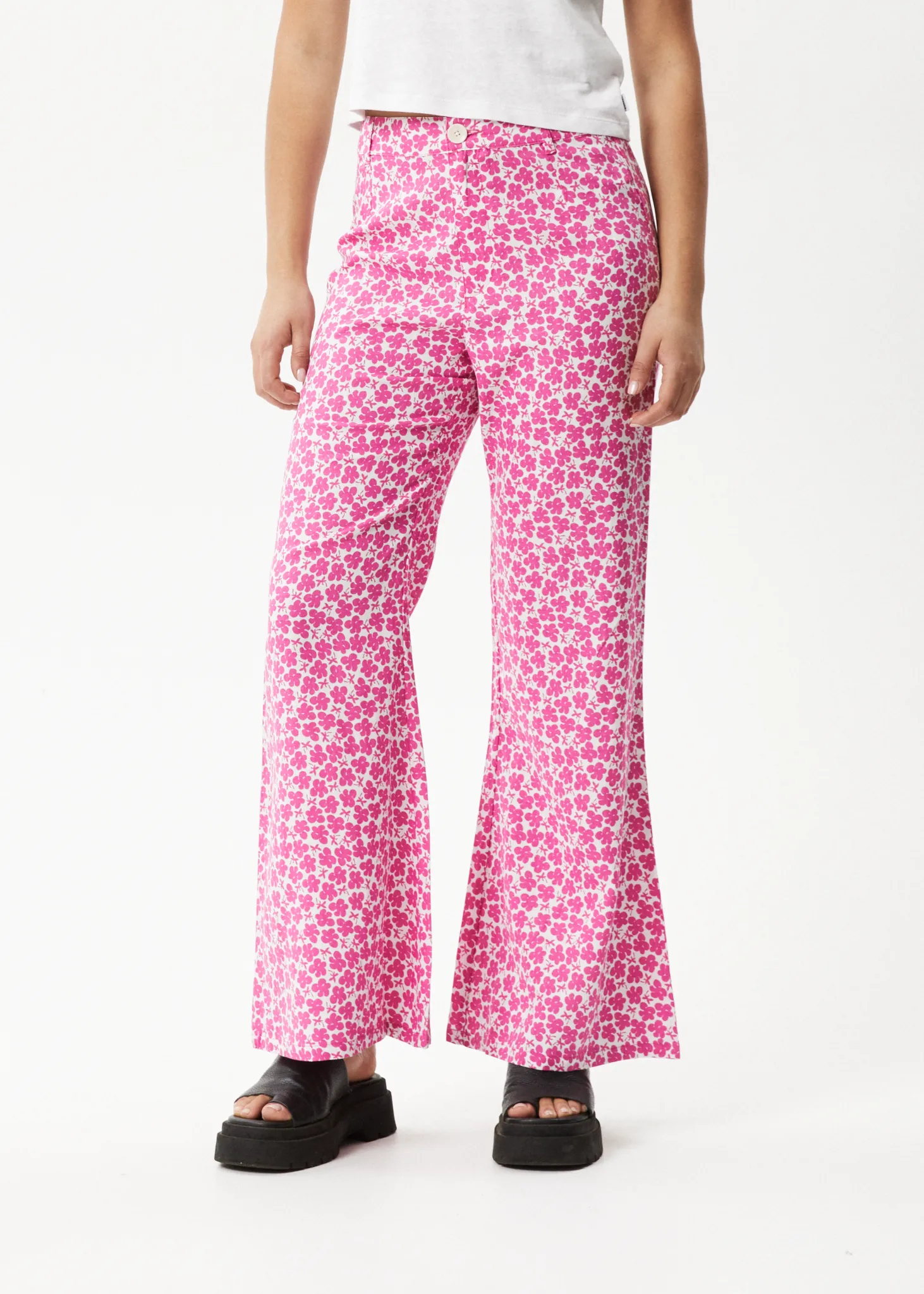 AFENDS Womens Madeline Birkin - Flared Pants - Bubblegum Floral