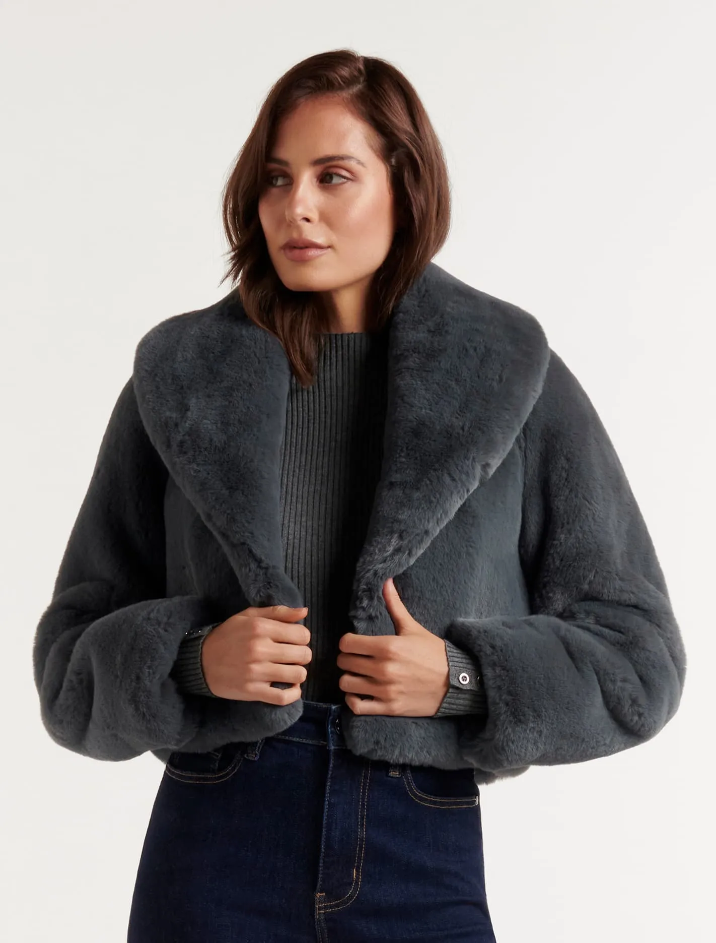 Amera Crop Faux Fur Coat