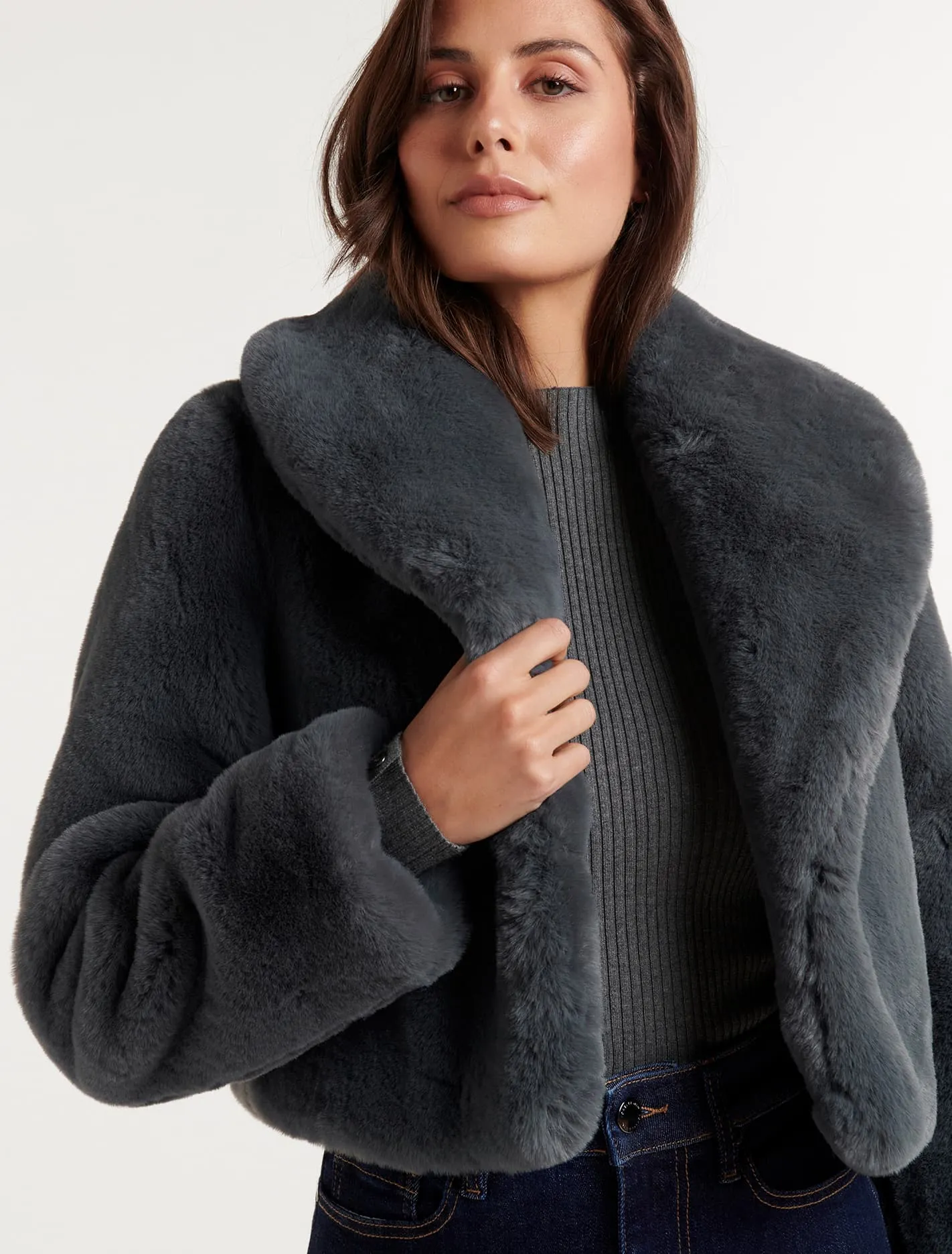 Amera Crop Faux Fur Coat