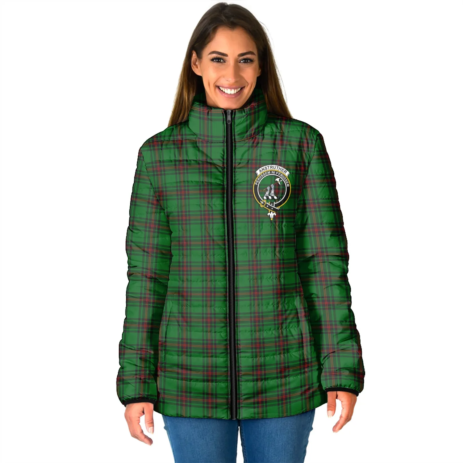 Anstruther Tartan Padded Jacket with Family Crest