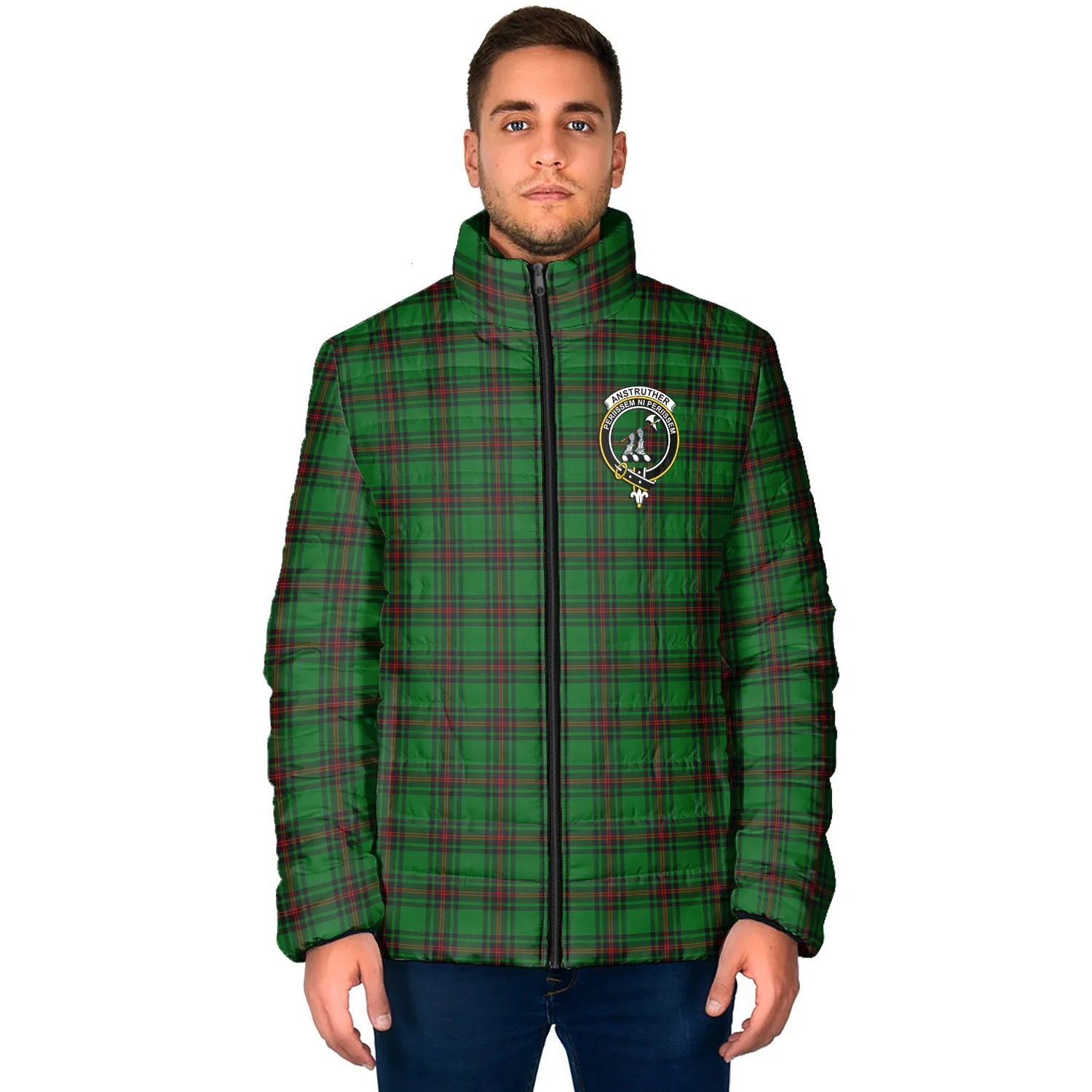 Anstruther Tartan Padded Jacket with Family Crest