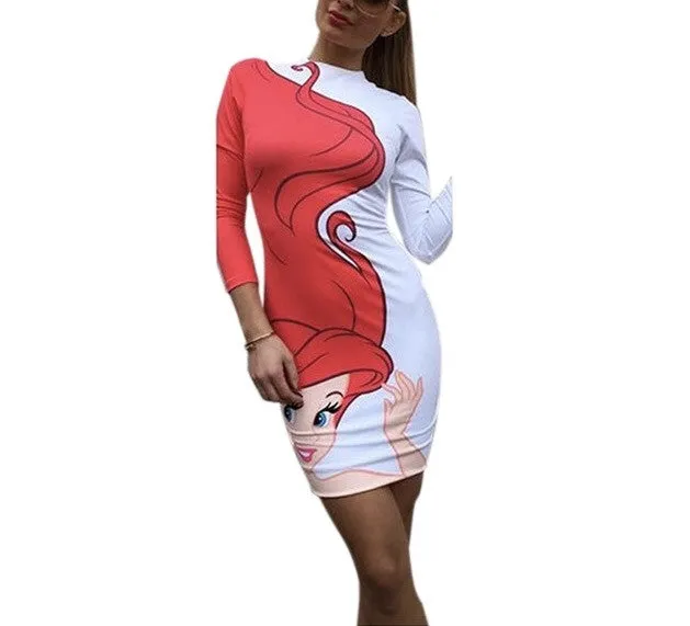 Ariel mermaid 3D fashion bodycon dress