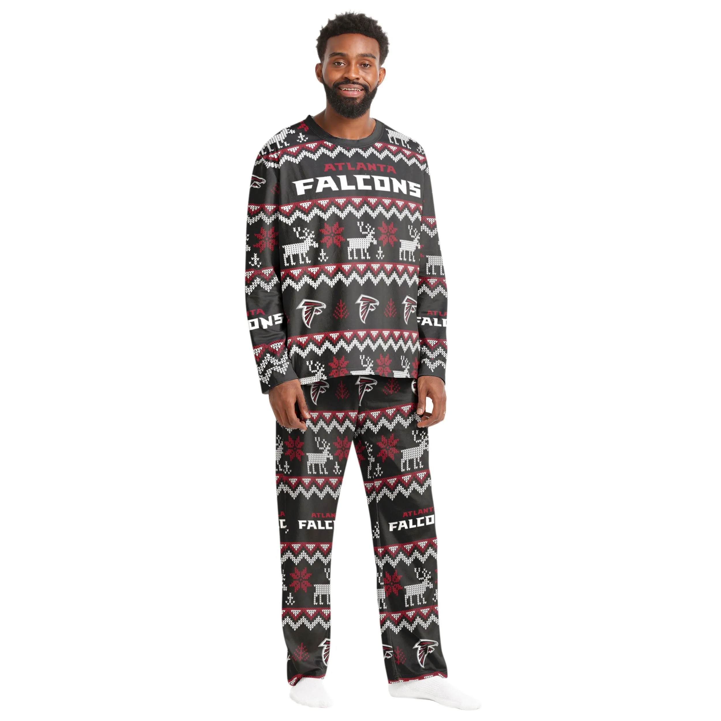 Atlanta Falcons NFL Ugly Pattern Family Holiday Pajamas