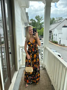 Autumn Maxi Dress - Black Floral