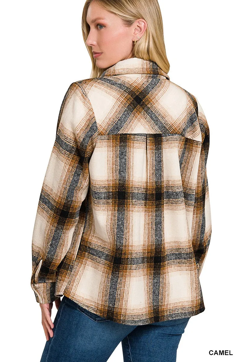 Autumn Plaid Shacket - Camel - Final Sale