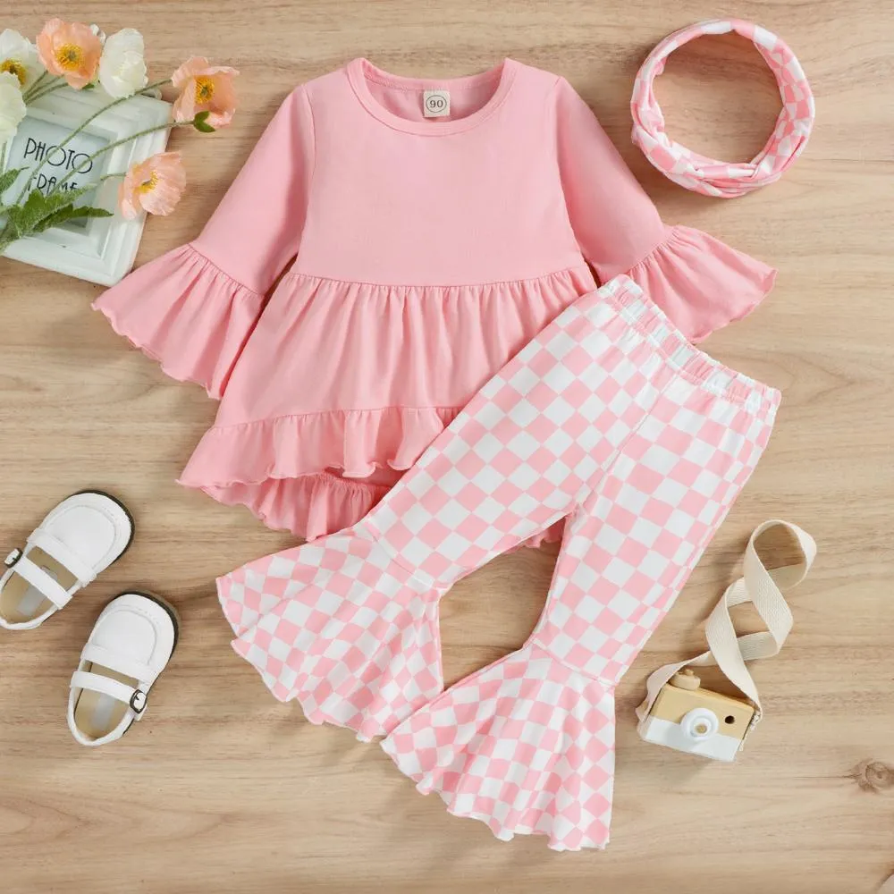 Baby Girl Top   Flared Pants Set Wholesale Girls Clothes