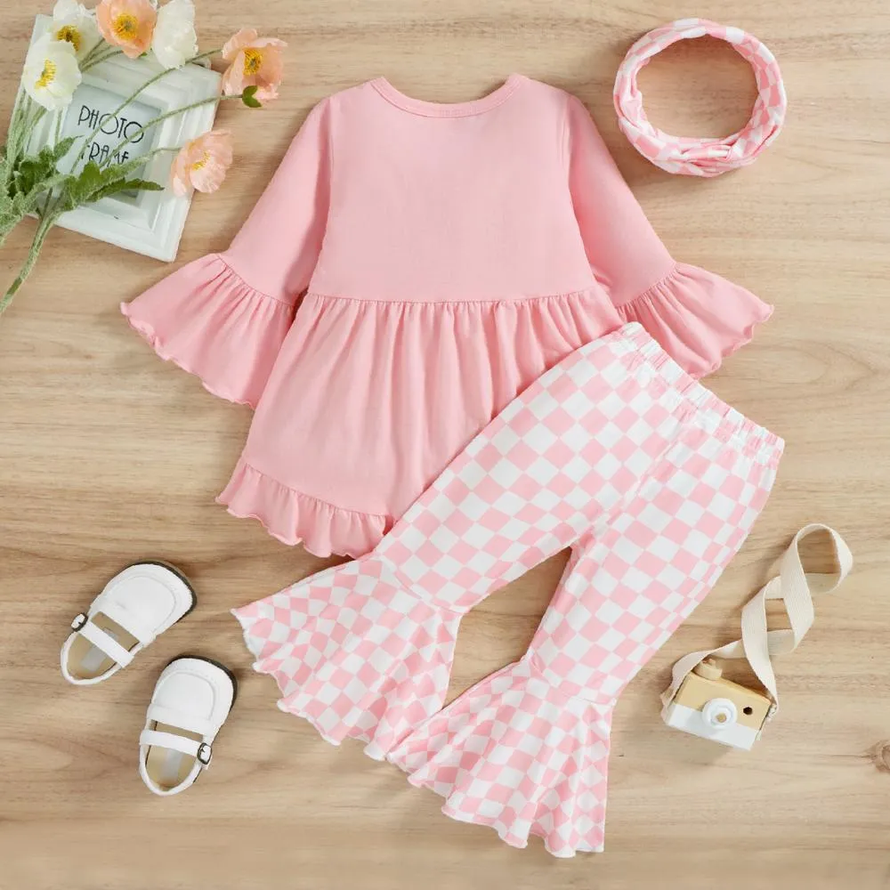 Baby Girl Top   Flared Pants Set Wholesale Girls Clothes