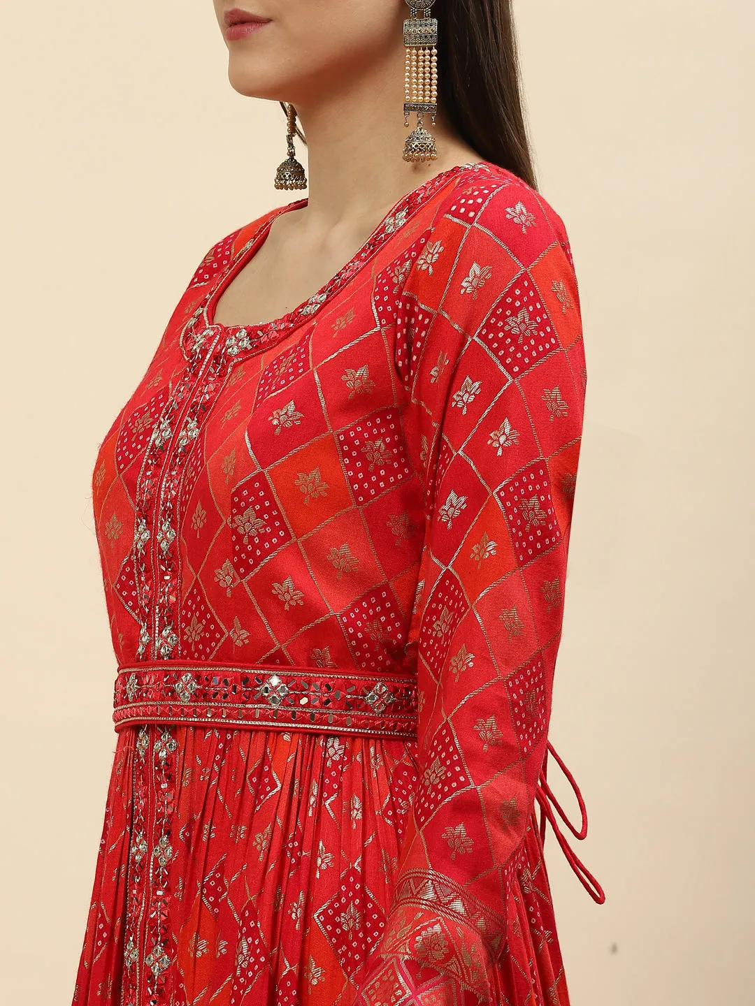 Banarasi Cotton Kurta With Pants & Silk Dupatta