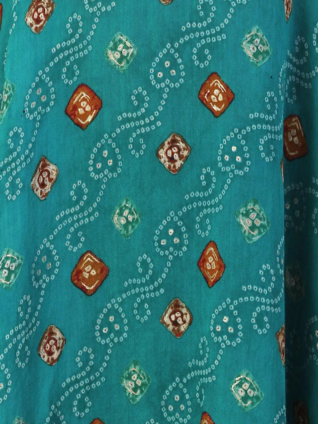 Bandhani Printed Gotapatti Embroidered Kurta With Pants & Dupatta - Green