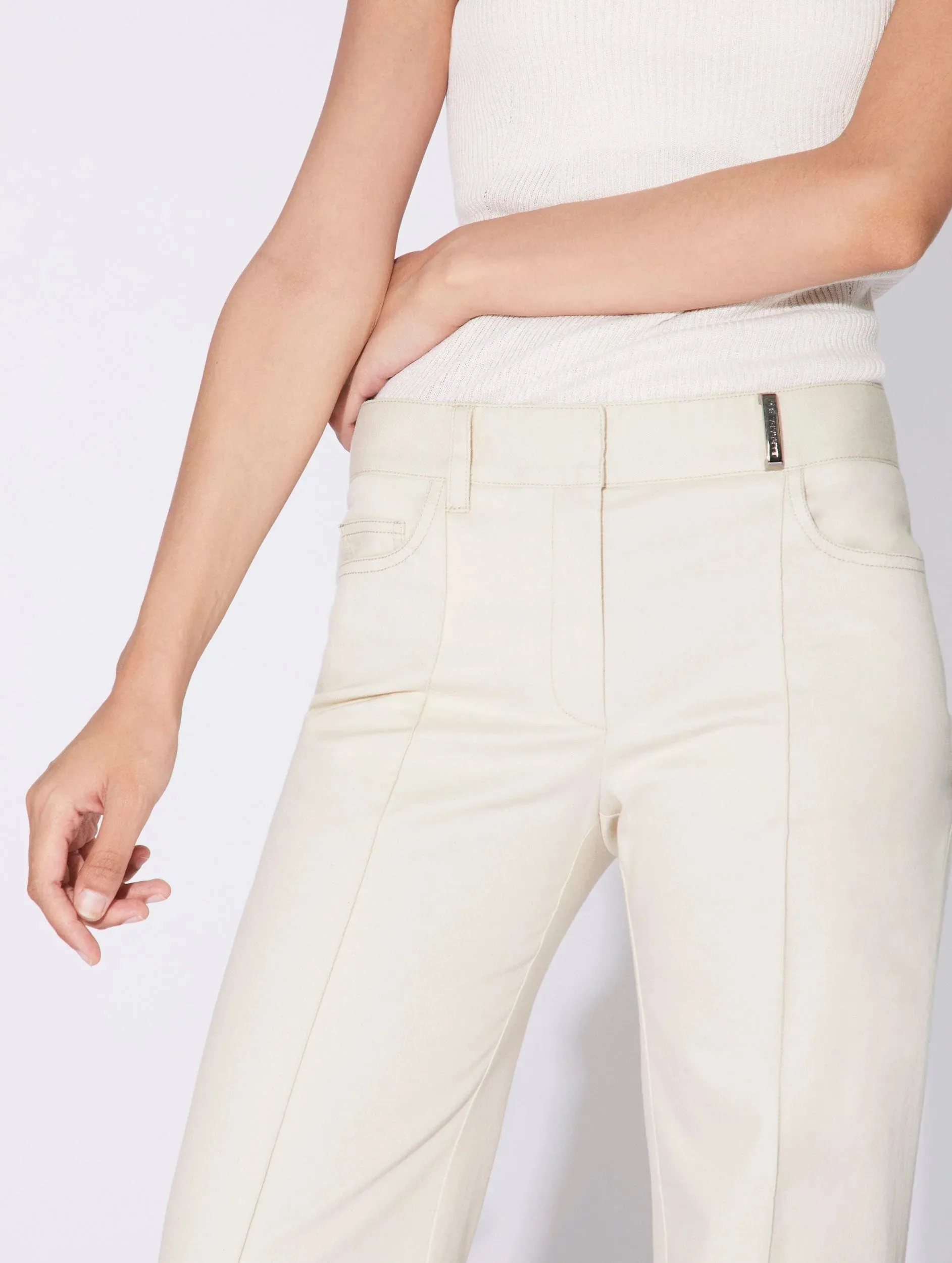 BARBARA BUI Cream washed denim flared trousers