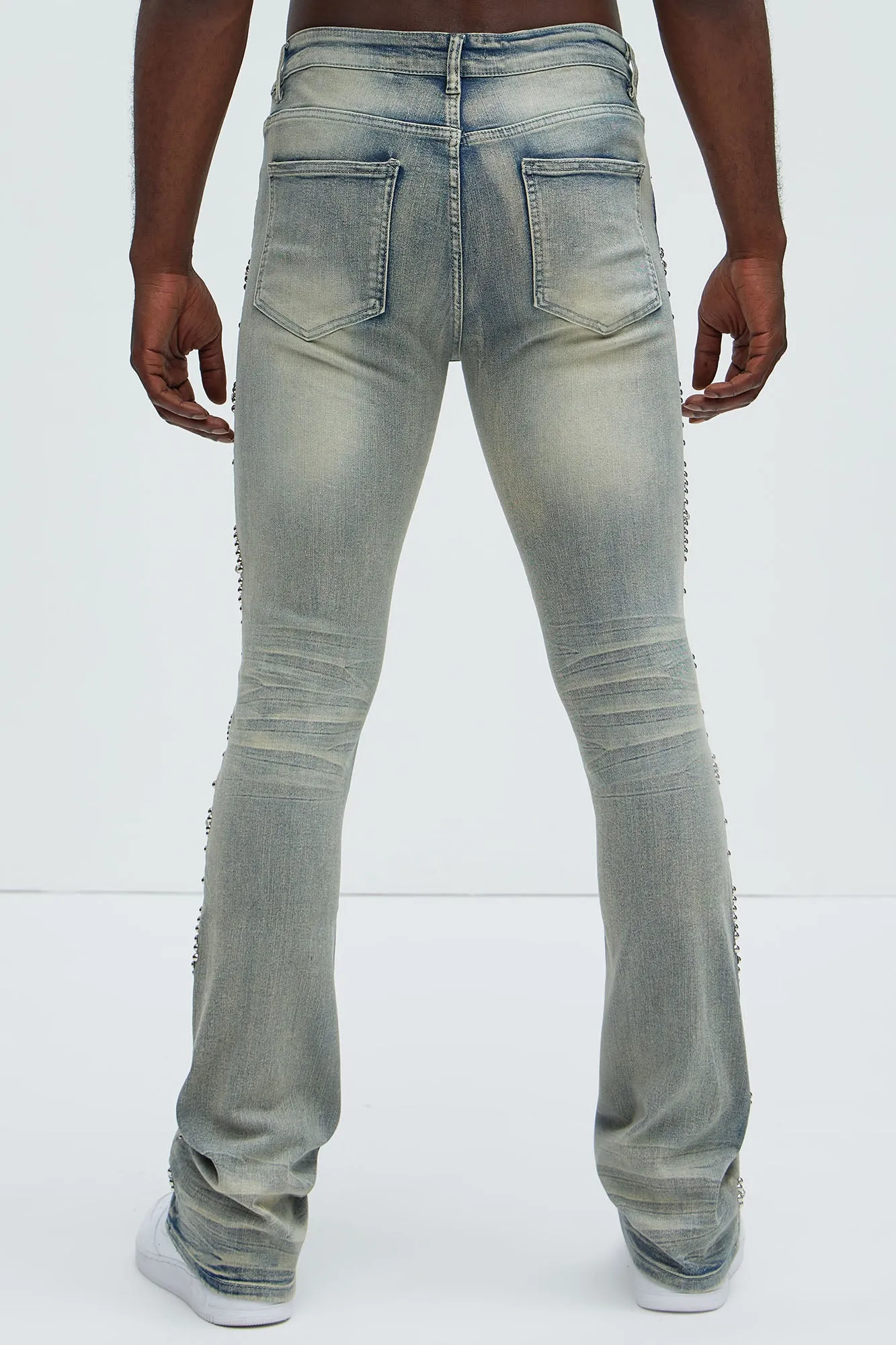 Be Along The Sides Stacked Skinny Flare Jeans - Light Wash