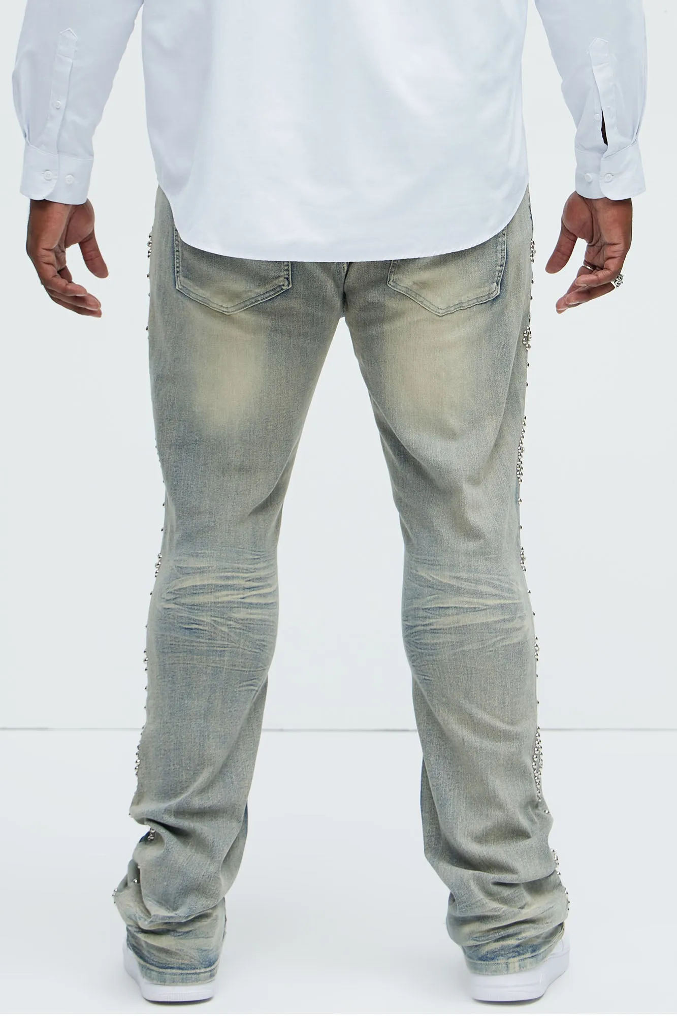 Be Along The Sides Stacked Skinny Flare Jeans - Light Wash