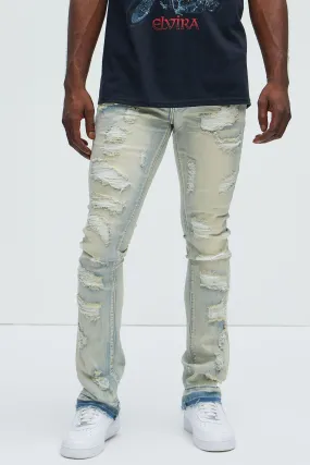 Been With It Stacked Skinny Flare Jeans - Light Wash