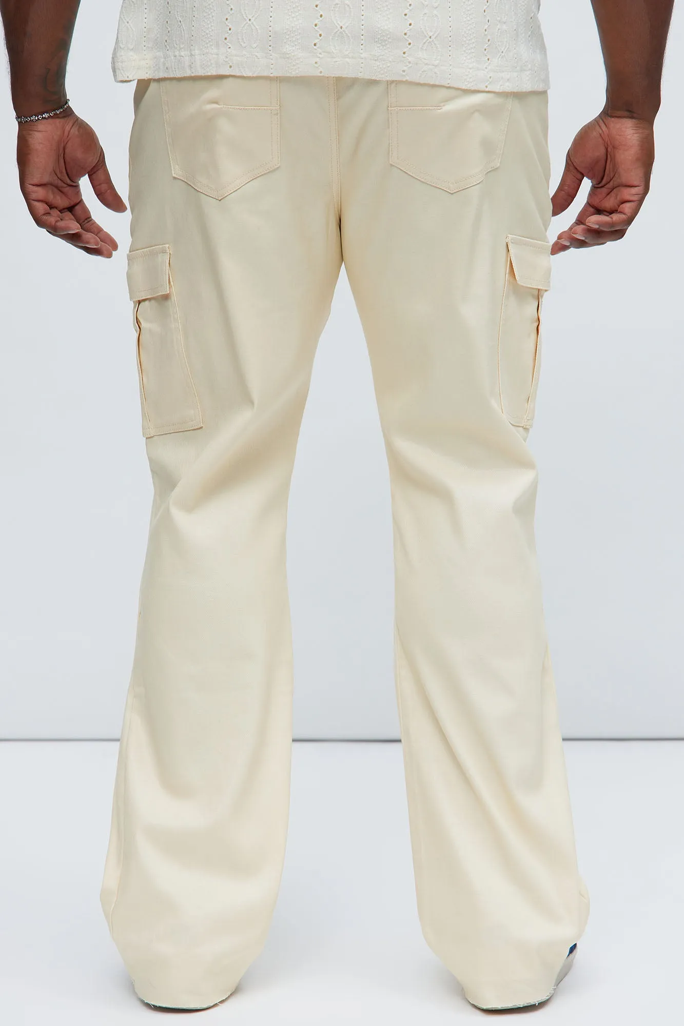 Better Be Cargo Waxed Skinny Flared Pants - Cream