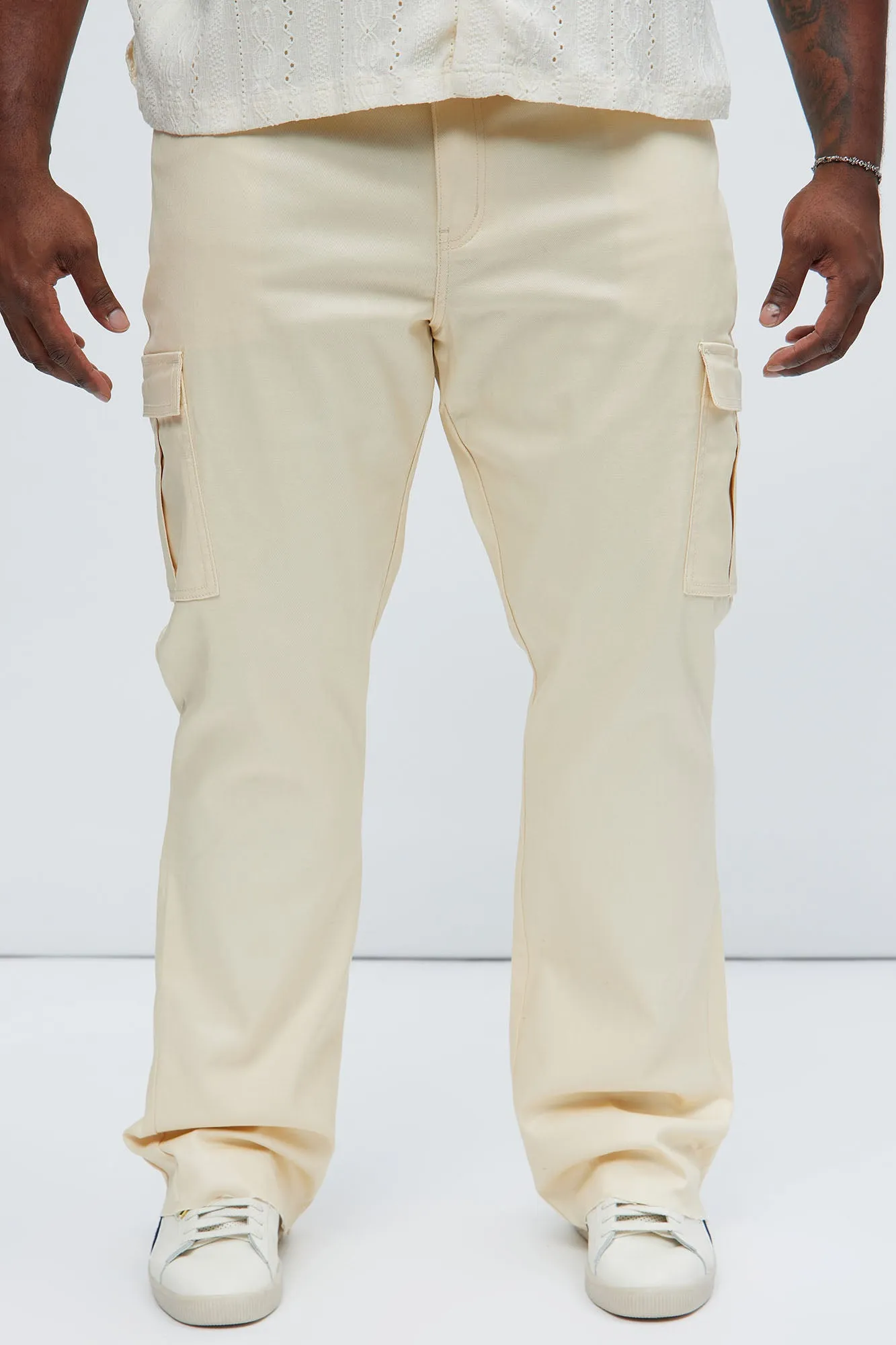 Better Be Cargo Waxed Skinny Flared Pants - Cream