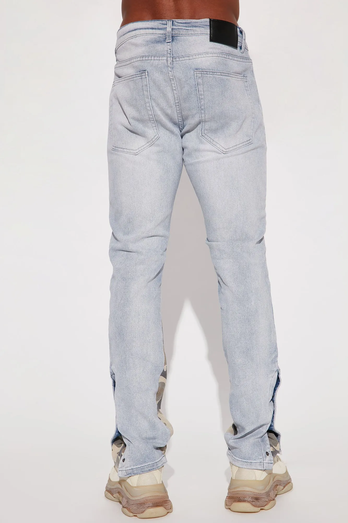 Better Than One Side Snap Slim Flared Pants - Light Wash