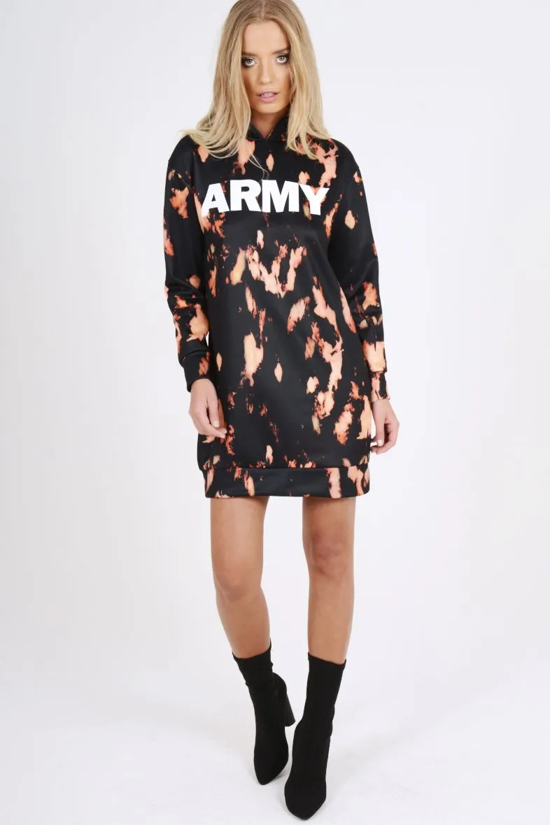 Black Acid Wash Army Hoodie - Aime