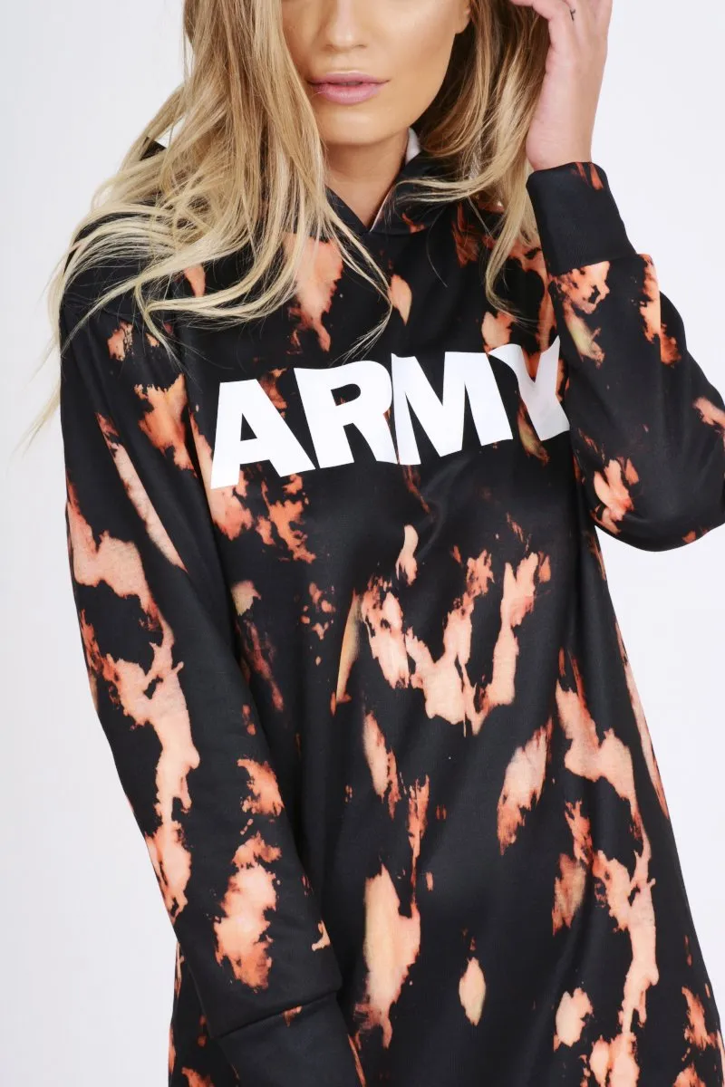 Black Acid Wash Army Hoodie - Aime