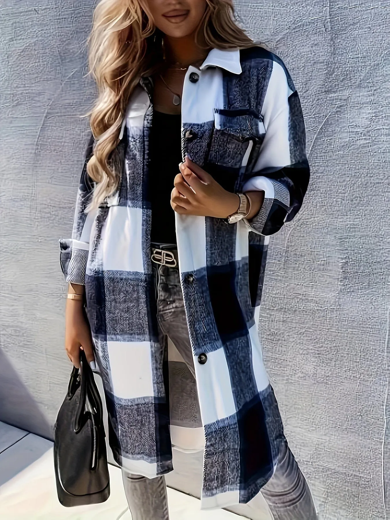 Black and White Buffalo Plaid Shacket