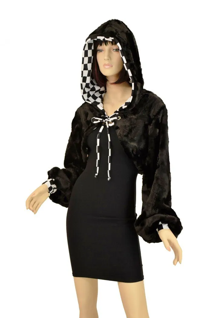 Black Balloon Sleeve Minky Shrug