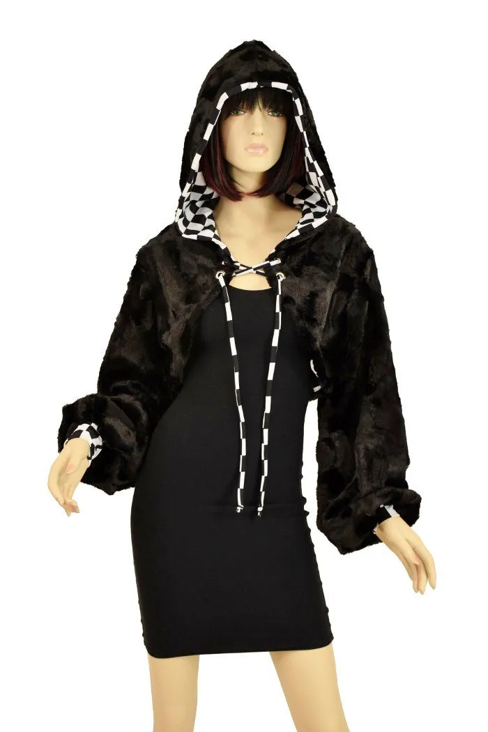 Black Balloon Sleeve Minky Shrug