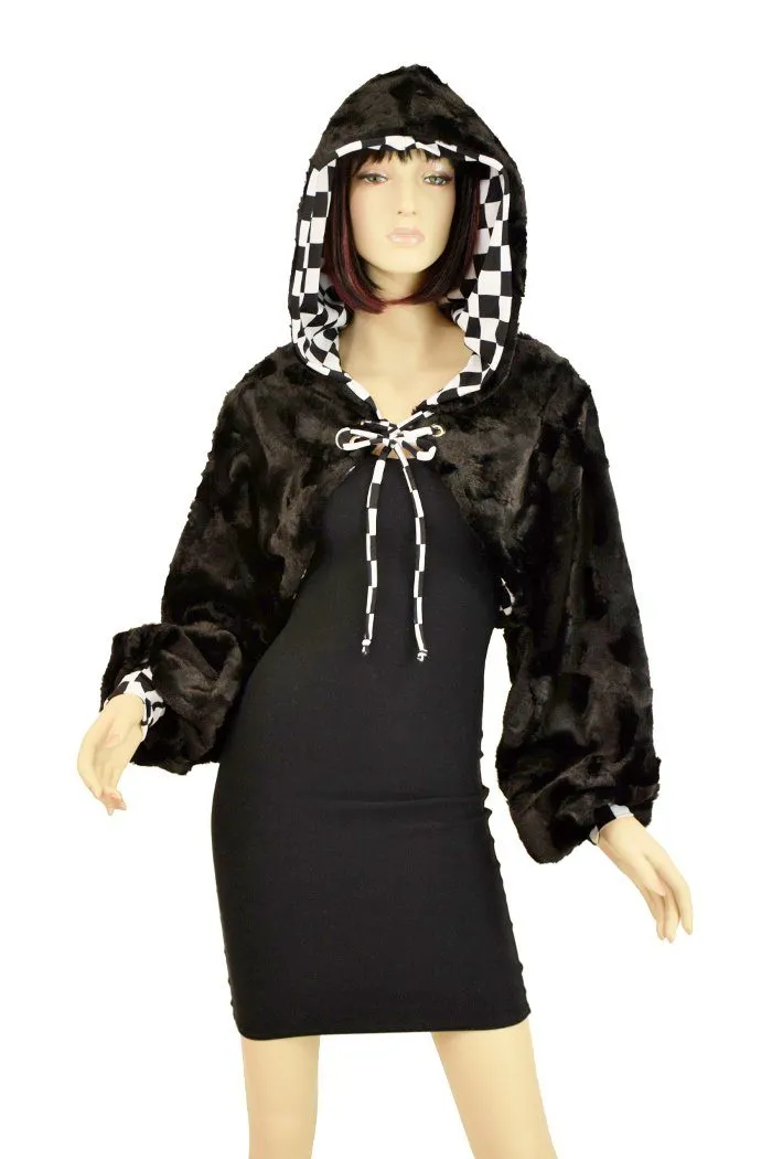 Black Balloon Sleeve Minky Shrug