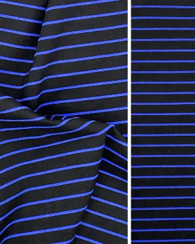 Black Blue Striped Ponte di Roma Stretch Knit Fabric