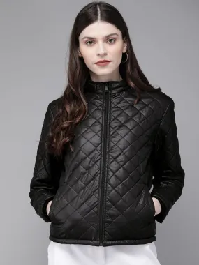 Black Quilted Hooded Puffer Jacket