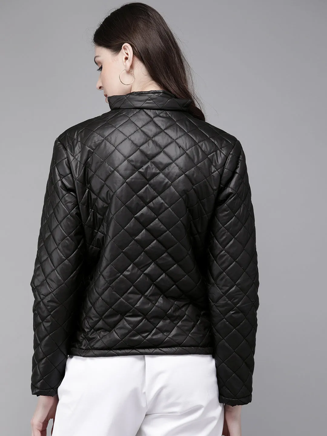 Black Quilted Hooded Puffer Jacket