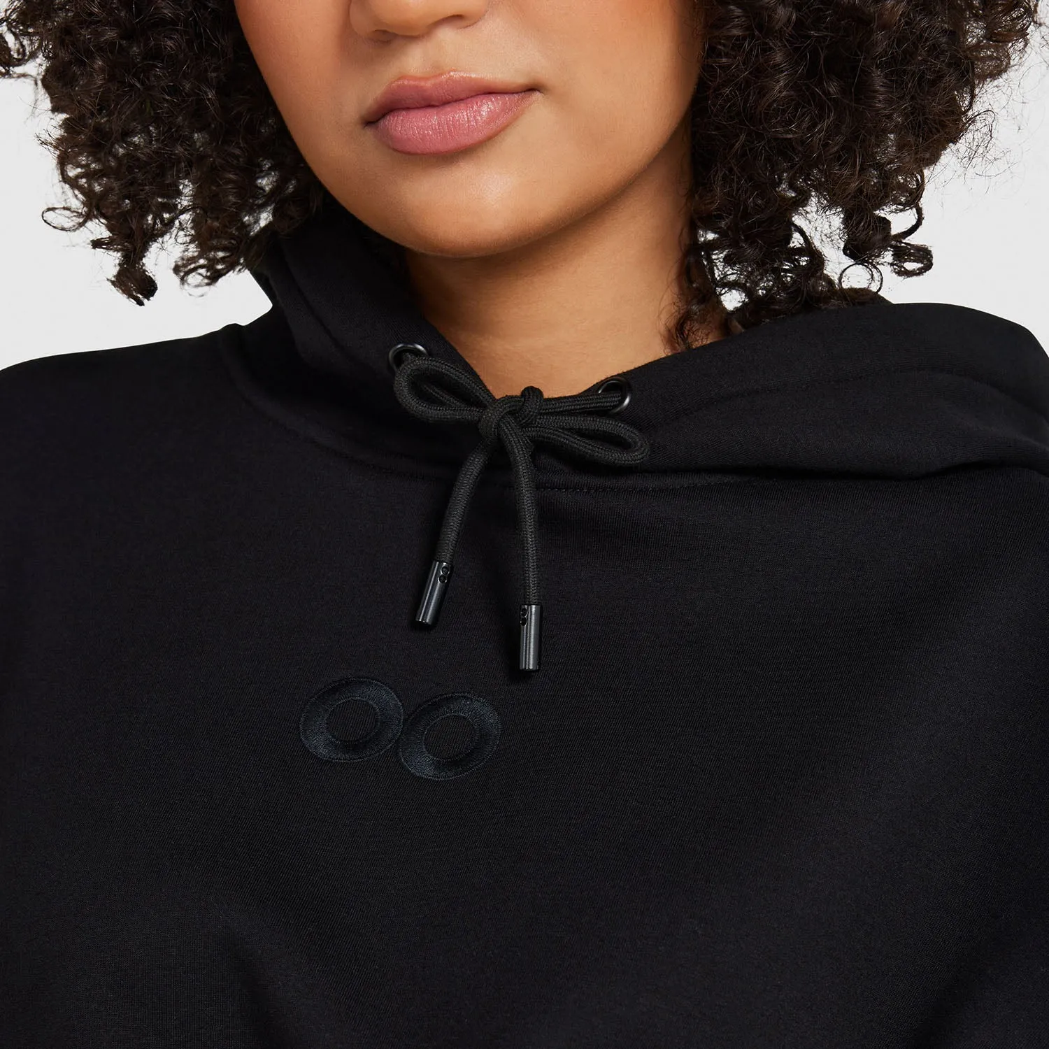 Black Relaxed Cotton Fleece Hoodie