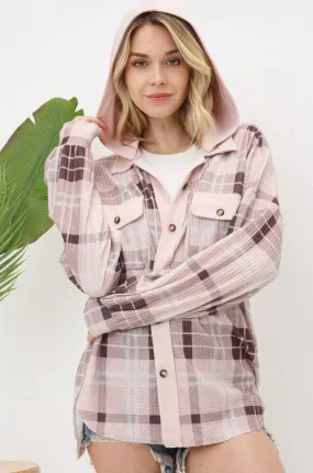 Blue B. Blush Plaid Thermal Hooded Shacket