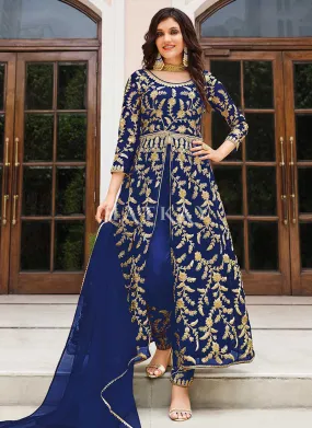 Blue Embroidered Designer Anarkali Suit