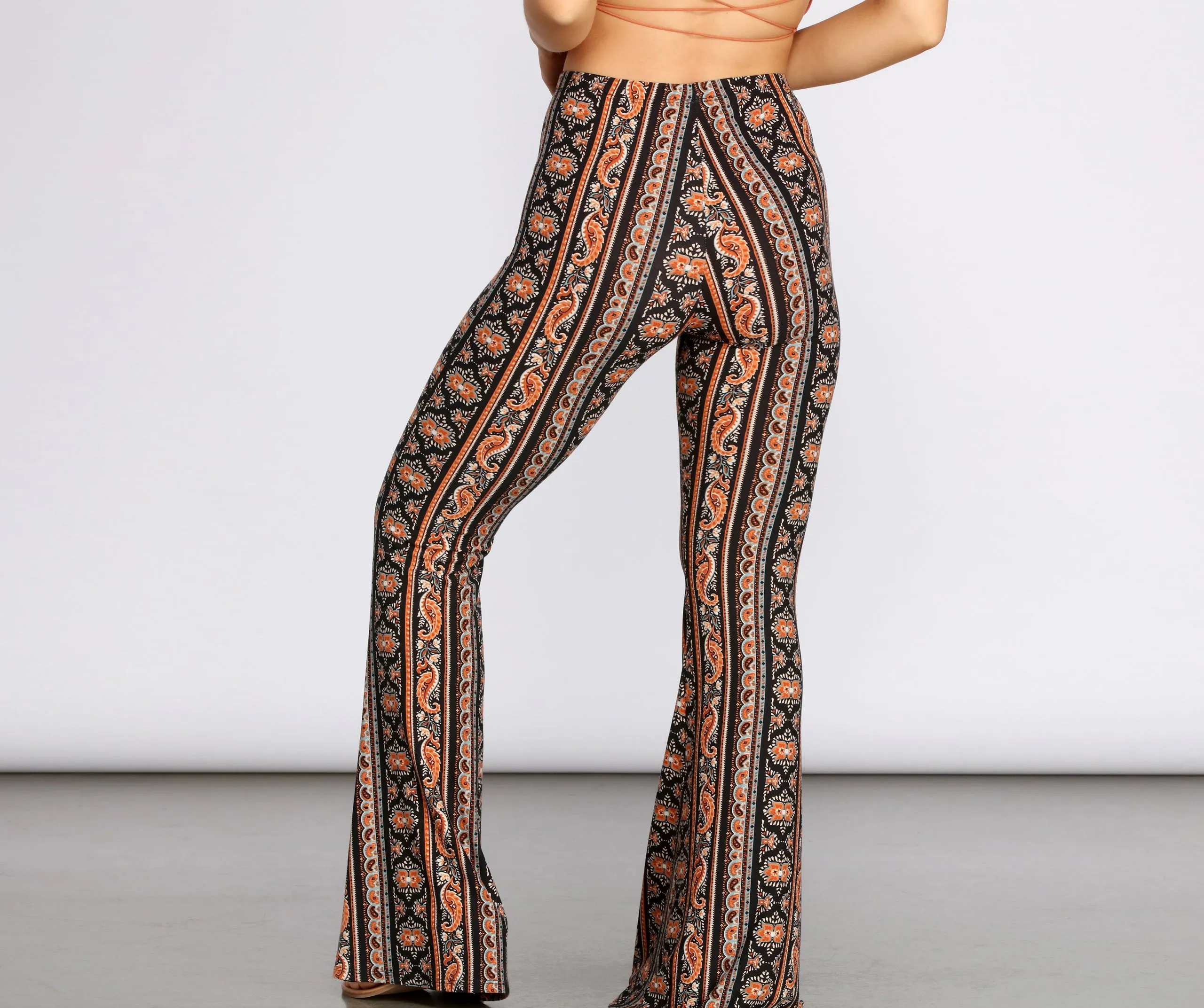 Boho Babe Paisley Striped Flared Pants