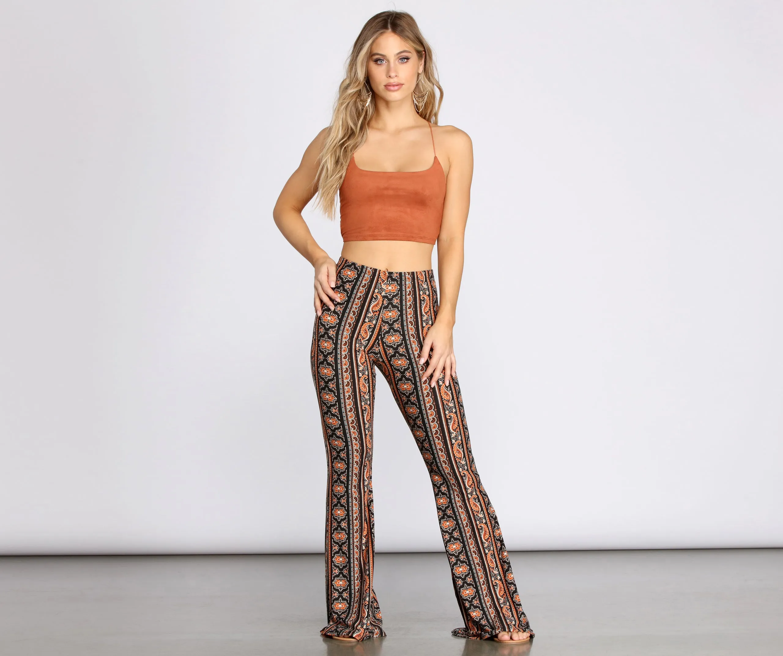 Boho Babe Paisley Striped Flared Pants