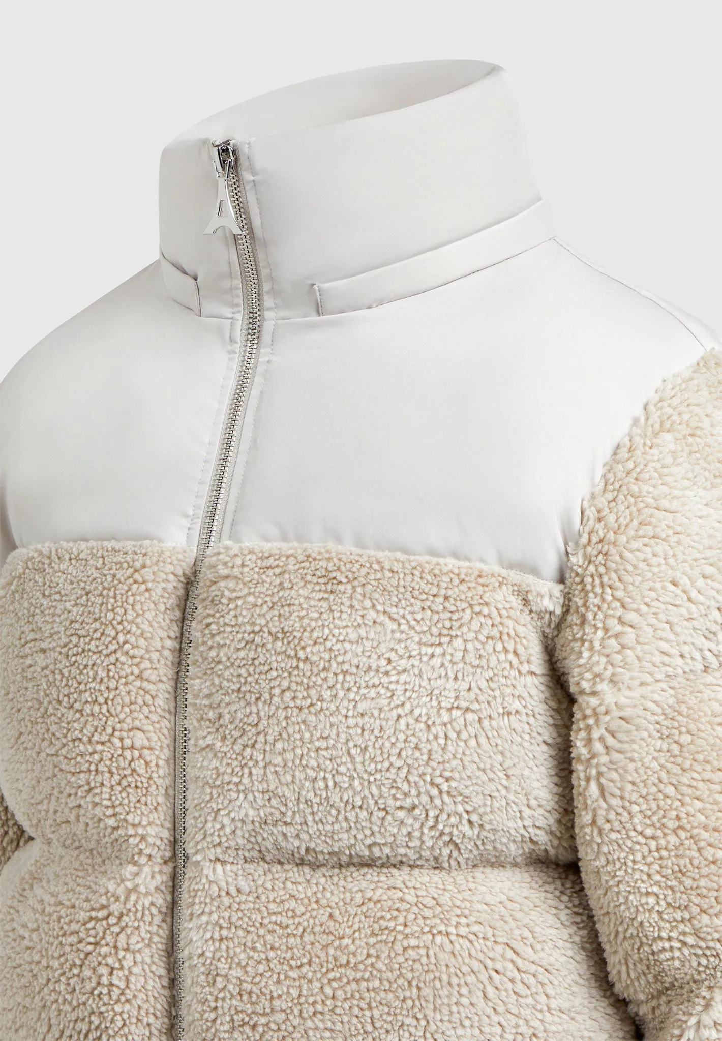 Borg Puffer Jacket - Beige