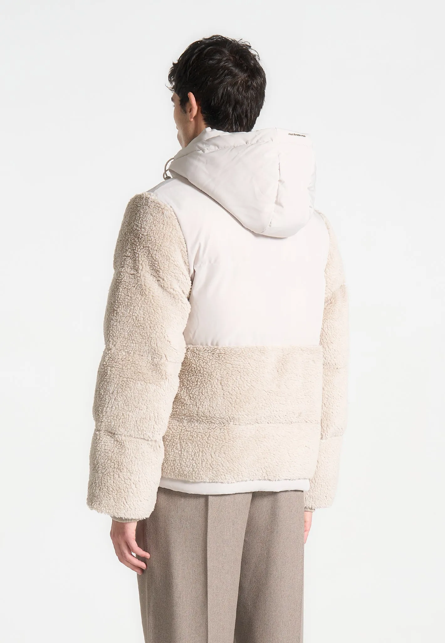 Borg Puffer Jacket - Beige